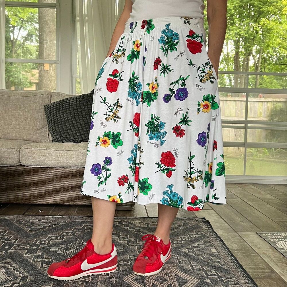 Vintage Peter Popovitch Petite Garden Flower Skirt with Pockets Women's Large - Picture 7 of 7